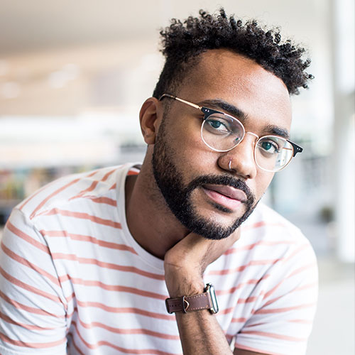 Man with Beard Wearing Glasses